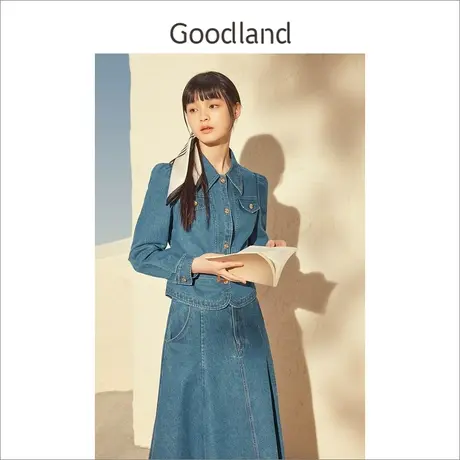 【百亿补贴官方直播】音儿美地女装复古牛仔中长款高腰半身裙图片