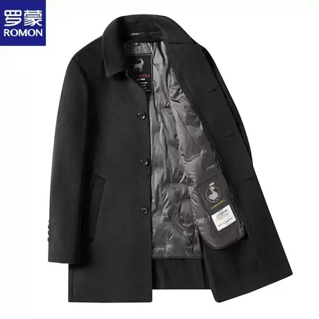 罗蒙山羊绒双面呢子大衣男士冬季中长款加厚羊毛中年羽绒内胆毛呢图片
