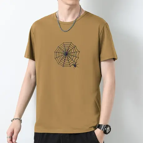 莫代尔t恤男士短袖2023新款夏季冰丝凉感半袖速干上衣服潮流体恤商品大图