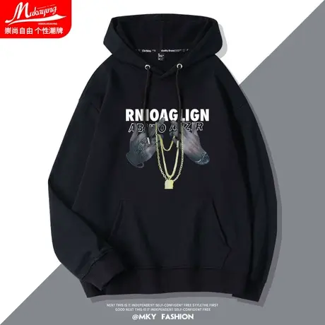 美式高街复古卫衣男连帽春秋潮牌ins嘻哈hiphop宽松薄款男士外套商品大图