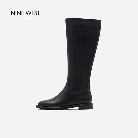 Nine West/玖熙真皮百搭不过膝长筒靴2023冬新款侧拉链显瘦时装靴商品大图