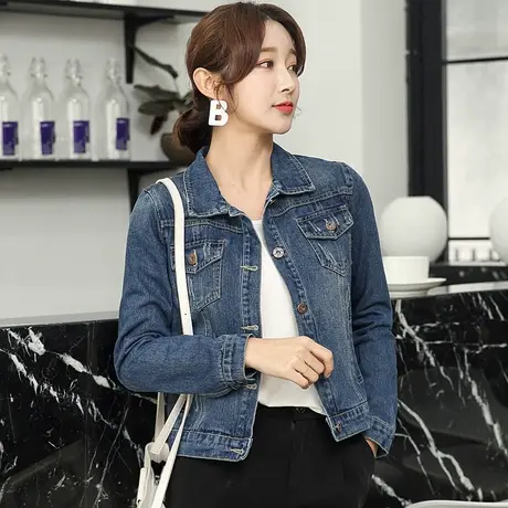 牛仔外套女春秋短款新款韩版修身显瘦学生大码长袖牛仔服上衣商品大图