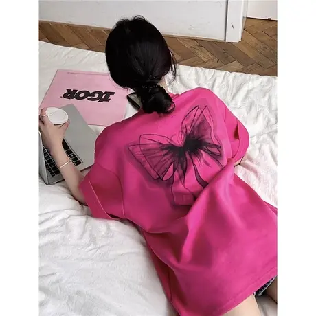 纯棉短袖t恤女ins潮夏季韩版宽松圆领小众设计感欧货港味chic上衣图片