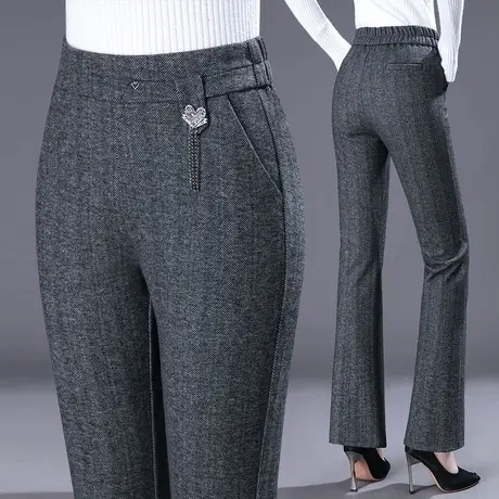 麦穗纹裤子2023新款复古阔腿裤小个子梨形身材高腰格子裤女春秋图片