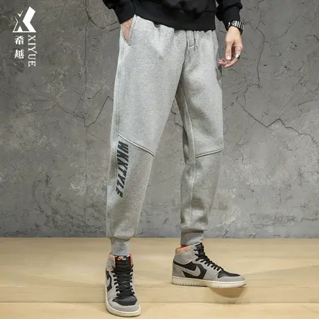 希越2023秋冬新款运动卫裤男宽松大码胖子男裤加绒加厚春秋束脚裤商品大图