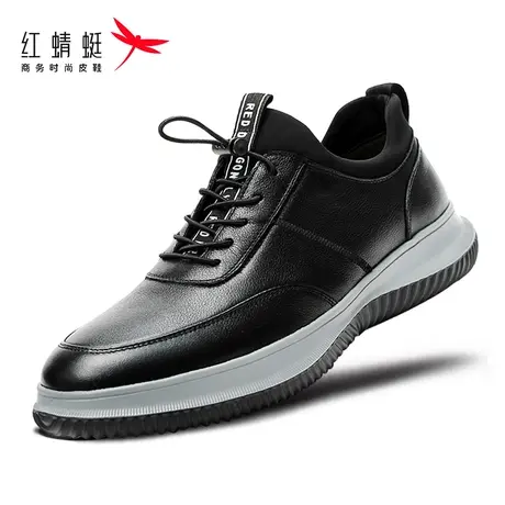 红蜻蜓男鞋新款牛皮休闲运动皮鞋男士套脚舒适透气软面软底休闲鞋商品大图