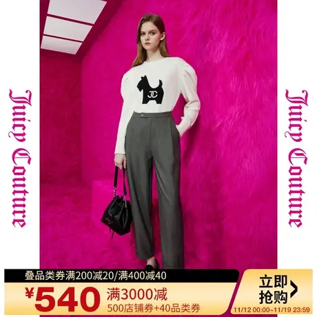 Juicy Couture橘滋秋女2023年新款个性通勤logo扣折裥女式休闲裤商品大图