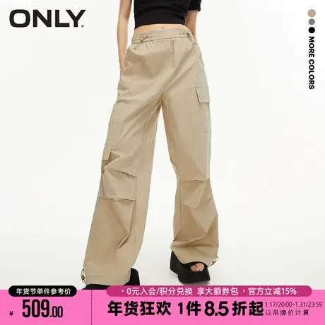 ONLY2023秋季新款复古工装风宽松休闲高腰直筒休闲裤女|123214016商品大图