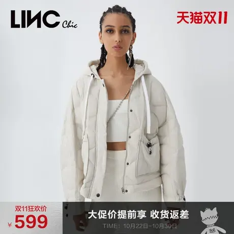 商场同款LINC金羽杰羽绒服女2023年新款短款轻薄女款外套反季断码商品大图