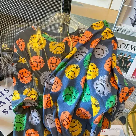 2023夏季新款情侣装体恤设计感小众上衣服宽松短袖正肩t恤女ins潮商品大图