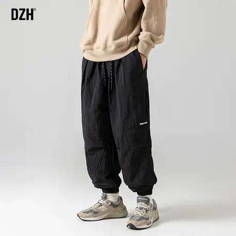 男士黑色工装冲锋裤子男潮牌束脚2023新款宽松运动裤伞兵裤登山裤商品大图