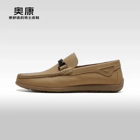 【门店发货】奥康男鞋春季新款商务休闲乐福鞋男士真皮豆豆鞋商品大图