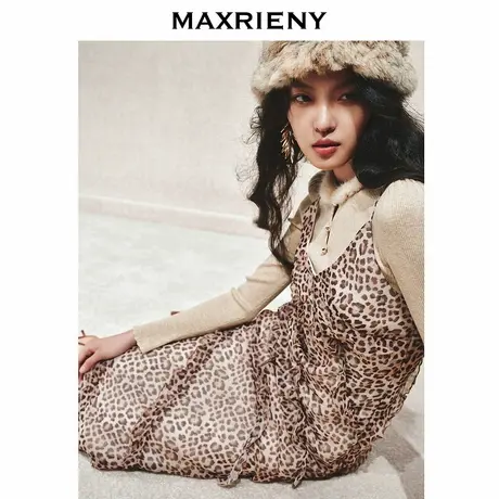 【冬日逸境-商场同款】MAXRIENY精致水貂毛领套头针织修身上衣女商品大图