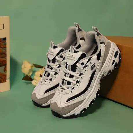 Skechers斯凯奇女鞋老爹鞋春夏季款黑白金厚底情侣男经典款熊猫鞋商品大图