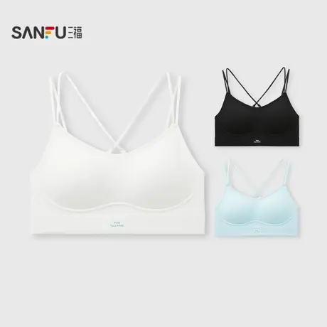 三福女夏季蕾丝印唛裹胸带杯背心 甜酷修身时尚外穿上衣503796商品大图