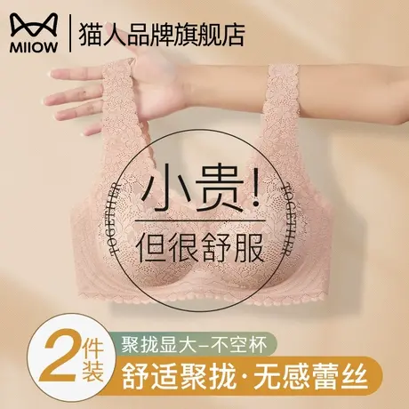 猫人内衣女无痕亲肤蕾丝杯小胸聚拢软支撑防下垂提拉无钢圈文胸罩商品大图