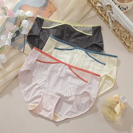 Shaply/莎莲妮商场同款女士内裤中腰平角裤蕾丝边性感舒适透气商品大图