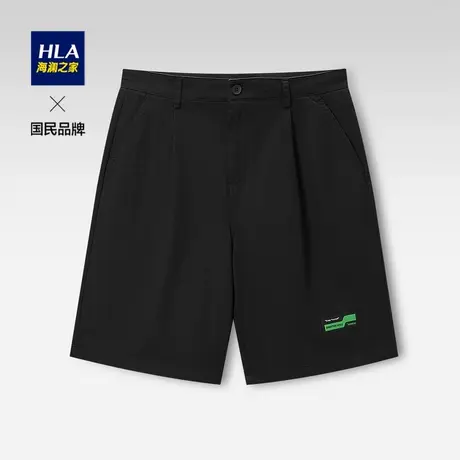HLA/海澜之家简约平腰款休闲中裤2023夏新宽松微弹直筒休闲短裤男图片