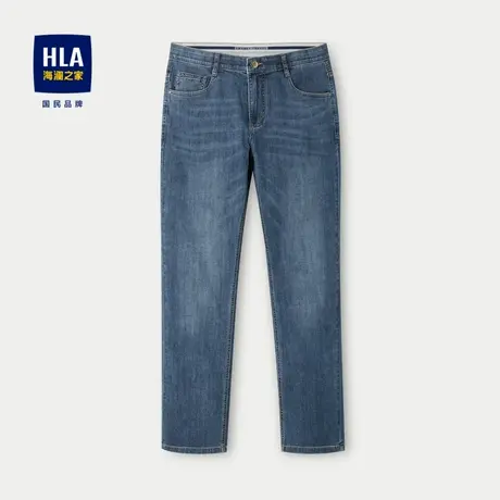 HLA/海澜之家含桑蚕丝牛仔裤春夏五袋款水洗轻薄裤子男图片