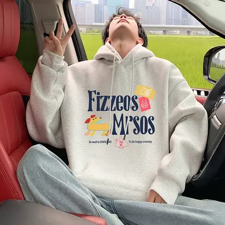 重磅纯棉卫衣男春秋季2025新款宽松上衣美式休闲大码外套男生帽衫图片