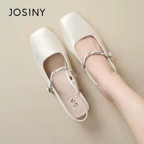 Josiny/卓诗尼法式方头玛丽珍鞋26春季女一字扣带优雅百搭凉鞋图片