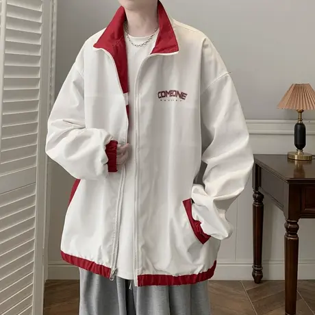 双面穿冲锋衣夹克男户外运动拼色上衣服情侣潮流宽松立领开衫外套商品大图