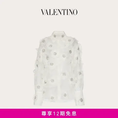 【12期免息】华伦天奴VALENTINO女士刺绣欧根纱衬衫商品大图