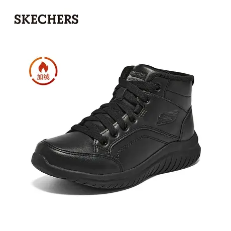 skechers斯凯奇女鞋轻质休闲运动鞋厚底百搭保暖皮面高帮鞋秋冬季图片
