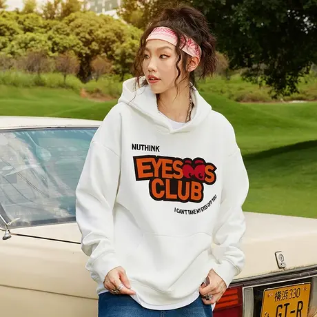 Nuthink宽松重磅420g字母卫衣美式 连帽潮牌男潮大码外套春季男款商品大图