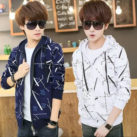 春秋季12青少年卫衣13男孩大童14连帽宽松15运动上衣16岁外套男装商品大图