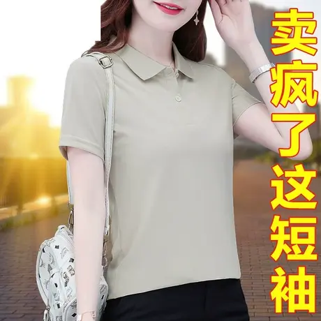 恋上17号冰丝短袖t恤女2023年新款夏季女士简约纯色上衣时尚体恤T图片