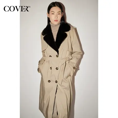 COVER冬季双层水貂毛领防水防污派克服商品大图