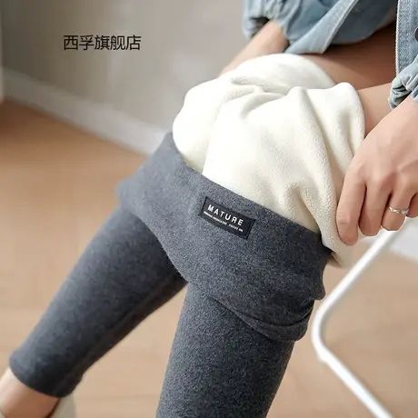 羊羔绒打底裤女外穿高腰秋冬季加绒加厚大码加长一体保暖棉裤2021商品大图