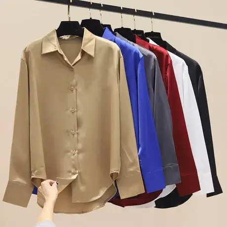 缎面衬衫春季2023新款设计感雪纺衫小众洋气减龄别致外穿内搭衬衣图片