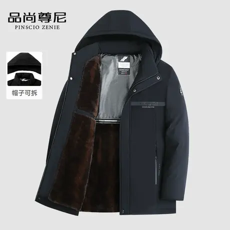 【加绒加厚】爸爸冬装外套羽绒棉服防风保暖拆卸连帽中老年棉衣男图片