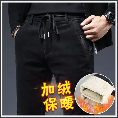 秋冬季灯芯绒条绒男士休闲裤加绒加厚加棉裤子保暖外穿中年爸爸装商品大图