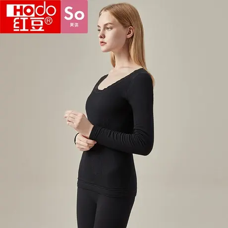 红豆女士内衣加绒加厚冬季棉毛衫秋衣秋裤打底美体保暖套装商品大图