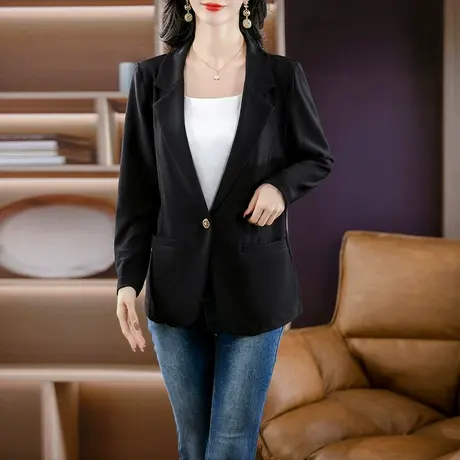 伊自尚2024年新款胖mm大码女装春季新品气质简约显瘦西装上衣外套商品大图