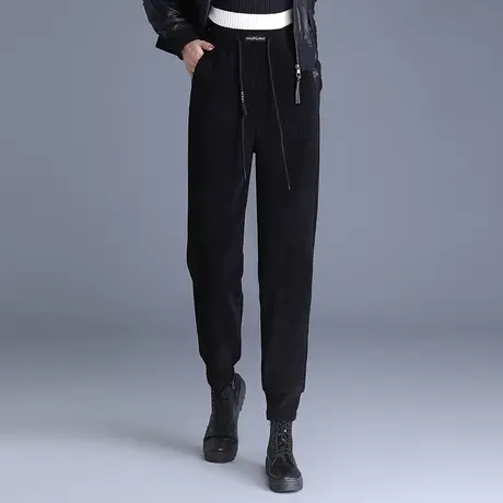 加绒老爹裤女冬季2023新款松紧腰显瘦百搭束脚卫裤休闲裤减龄长裤商品大图