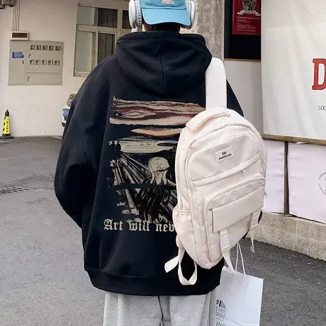 美式潮牌加厚加绒卫衣男秋冬季港风宽松印花ins连帽高街休闲外套商品大图