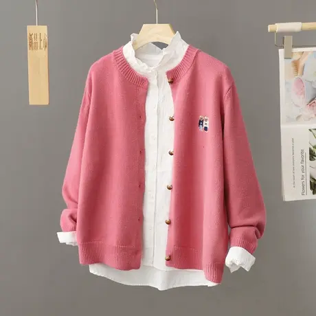 宽松外搭针织开衫女2024新款春秋季穿搭高级感慵懒风毛衣外套上衣商品大图