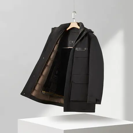 红豆连帽短款羽绒服商务经典系列男士24冬季防风工装上衣男款商品大图