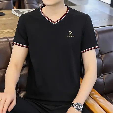 t恤男士短袖2023新款男装冰丝夏季上衣服夏装体恤衫纯棉薄款半袖商品大图