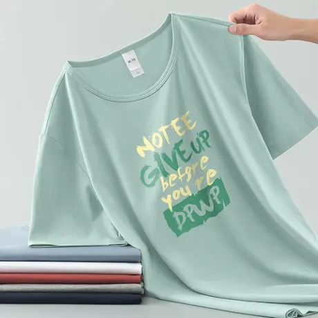 莫代尔短袖t恤男装2024新款夏季半袖冰丝凉感上衣服速干圆领体恤图片