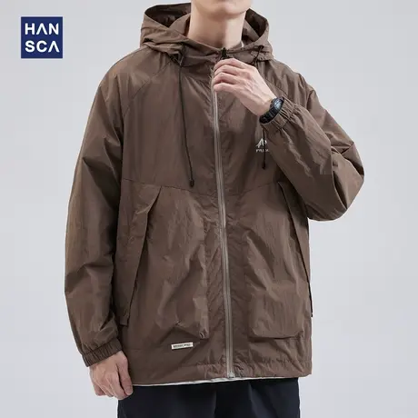 hansca连帽工装防晒衣男夏季轻薄款宽松大码户外钓鱼防紫外线外套商品大图