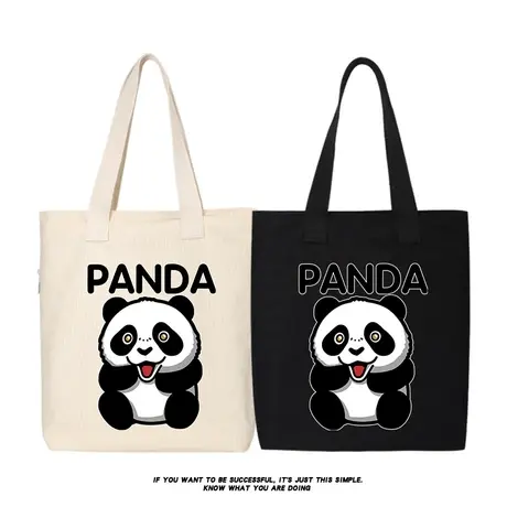 秀洛大熊猫可爱恶搞熊猫帆布包单肩斜挎手提包购物袋托特包大容量商品大图