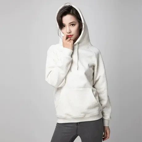 秋冬摇粒绒纯色连帽加绒卫衣男女装潮牌学生套头加厚宽松帽衫图片