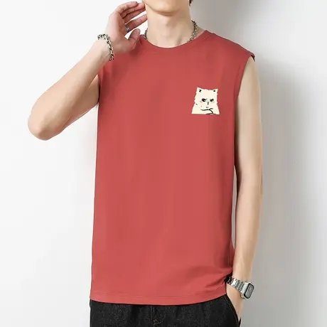 美式重磅纯棉背心男夏季跨栏运动健身篮球坎肩液氨长绒棉无袖t恤商品大图