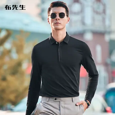 MrBu布先生专利八字衬衫领长袖T恤秋冬商务丝光棉上衣男BT11895商品大图