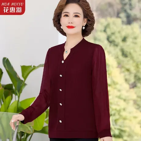 妈妈春装小衫套装新款40岁女人时尚穿搭中老年女春秋洋气打底上衣商品大图